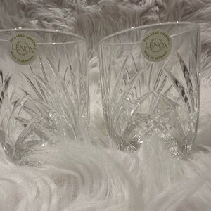 Set of 2 Vintage Labeled Lenox crystal rock glasses, old fashioned